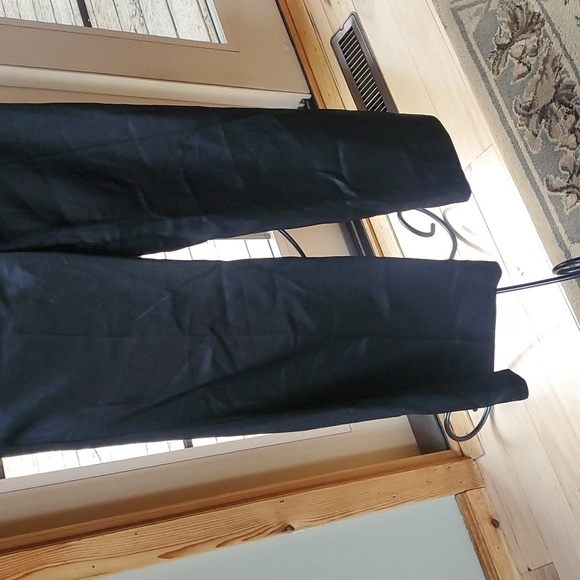 Vintage 70's Seat Covers Shiny Black Acetate High Rise Flared Sz. 7 Pants - Picture 2 of 12